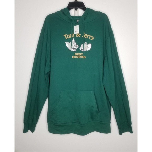 tom and jerry | Shirts | Tom And Jerry Mens Sz 2x Graphic Pullover Hoodie  Sweatshirt Green Retro | Poshmark